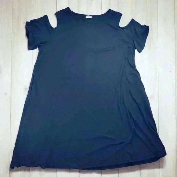 Kancy Store Navy Blue Cold Shoulder Medi Shift Dress Women Plus Size 4XL Leisure - Picture 4 of 15